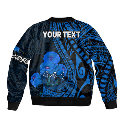 (Custom Personalised) Tonga ANZAC Day Bomber Jacket Lest We Forget Blue Version