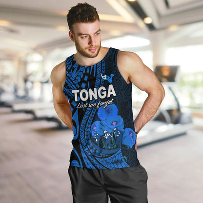 Tonga ANZAC Day Men Tank Top Lest We Forget Blue Version