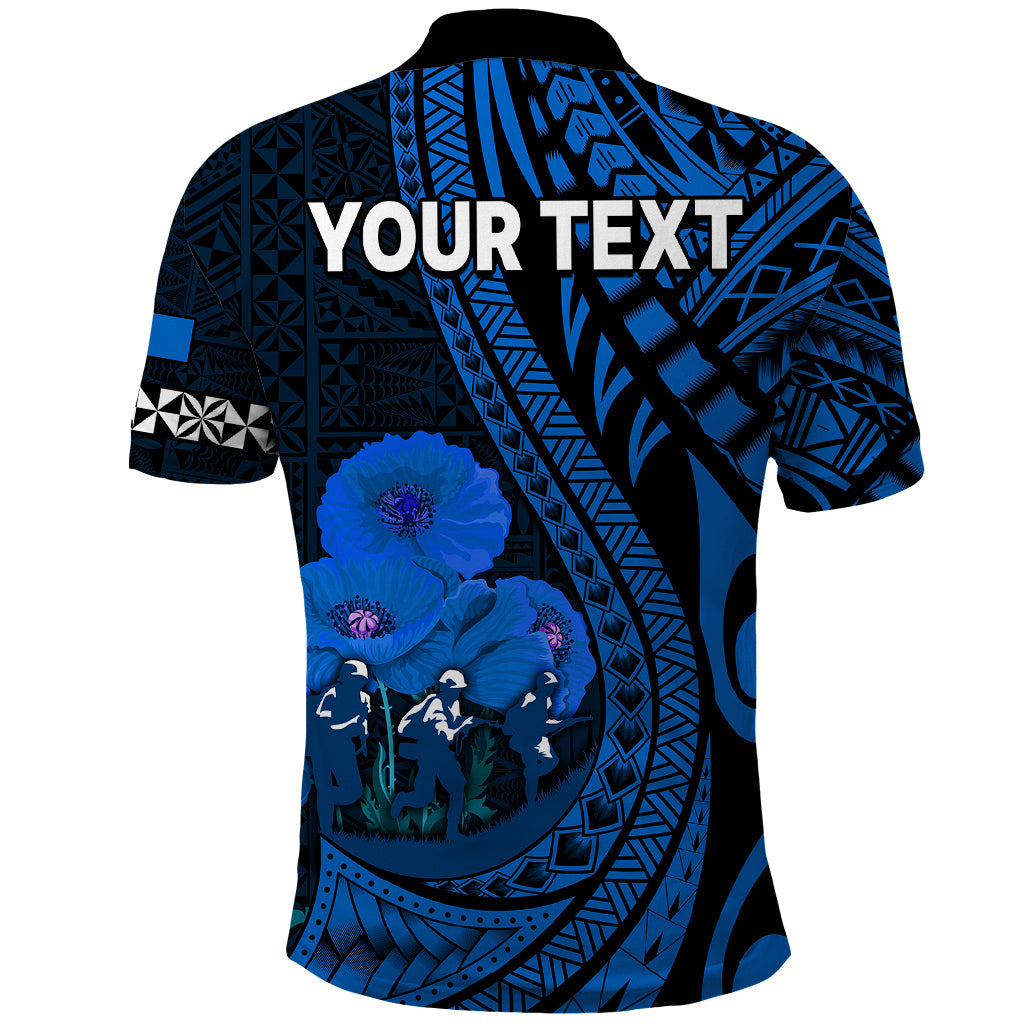 Custom Personalised Tonga ANZAC Day Polo Shirt Lest We Forget Blue Version