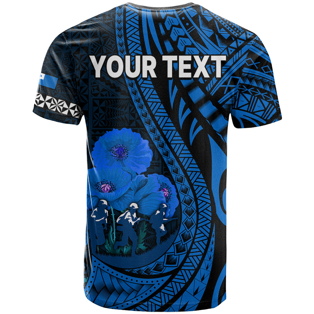 Custom Personalised Tonga Anzac Day T Shirt Lest We Forget Blue Version