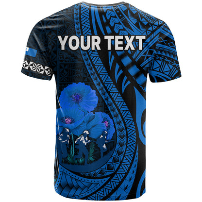 Custom Personalised Tonga Anzac Day T Shirt Lest We Forget Blue Version