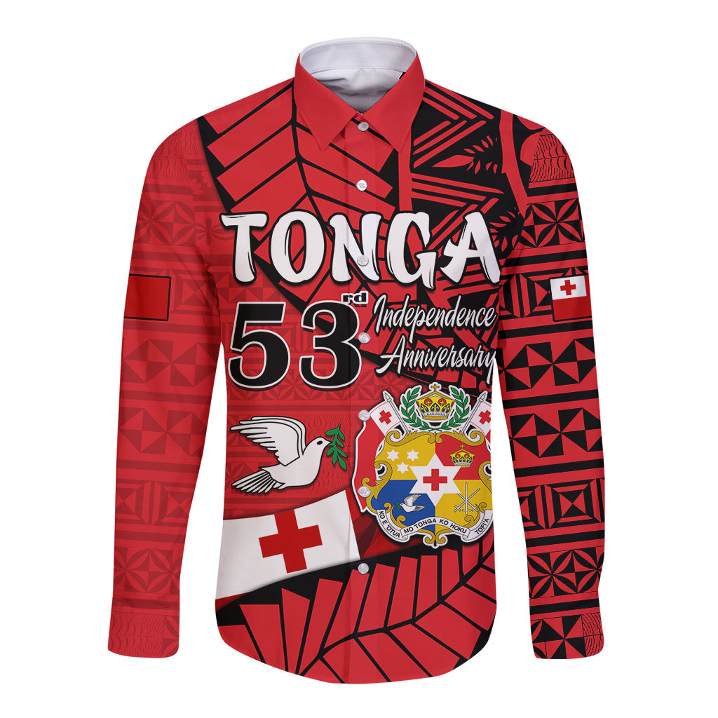 Tonga Emancipation Day Long Sleeve Button Shirt Happy 53rd Independence Anniversary