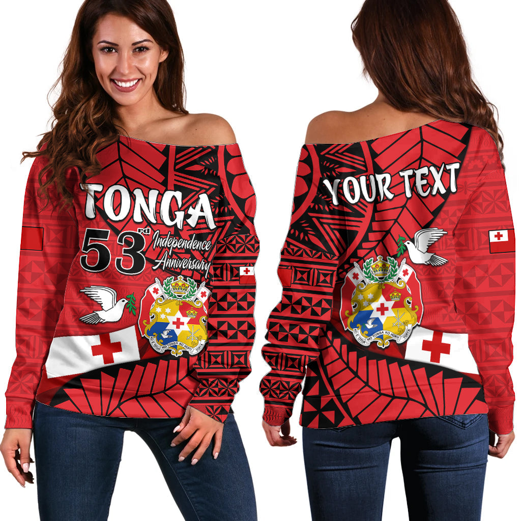 (Custom Personalised) Tonga Emancipation Day Off Shoulder Sweater Happy 53rd Independence Anniversary