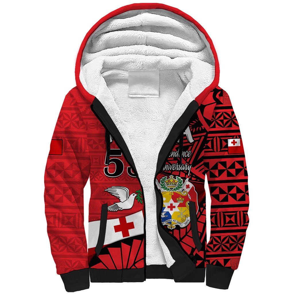 (Custom Personalised) Tonga Emancipation Day Sherpa Hoodie Happy 53rd Independence Anniversary