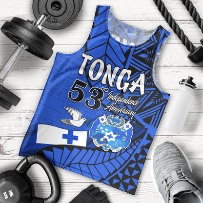 Tonga Emancipation Day Men Tank Top Happy 53rd Independence Anniversary Blue Version