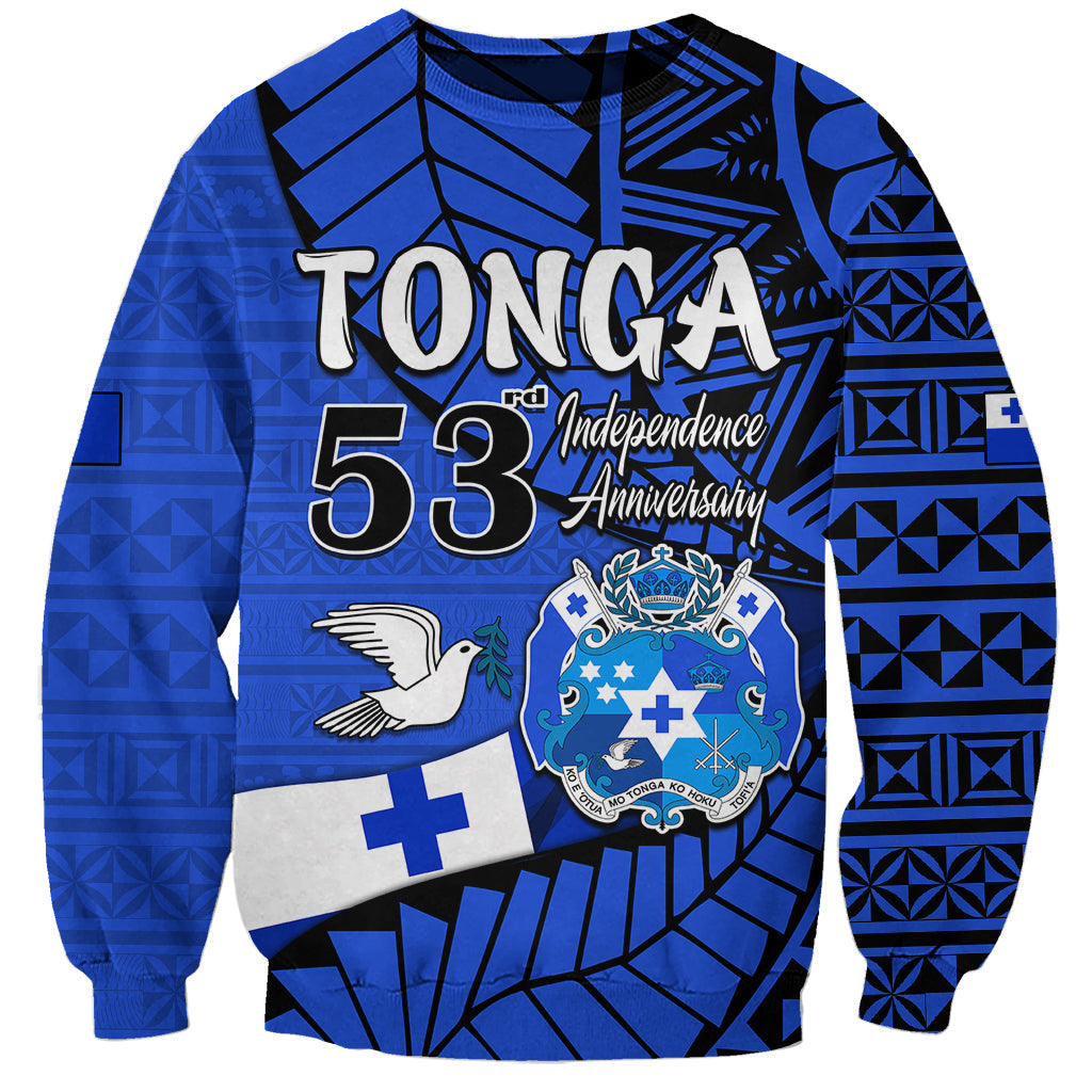Tonga Emancipation Day Sweatshirt Happy 53rd Independence Anniversary Blue Version