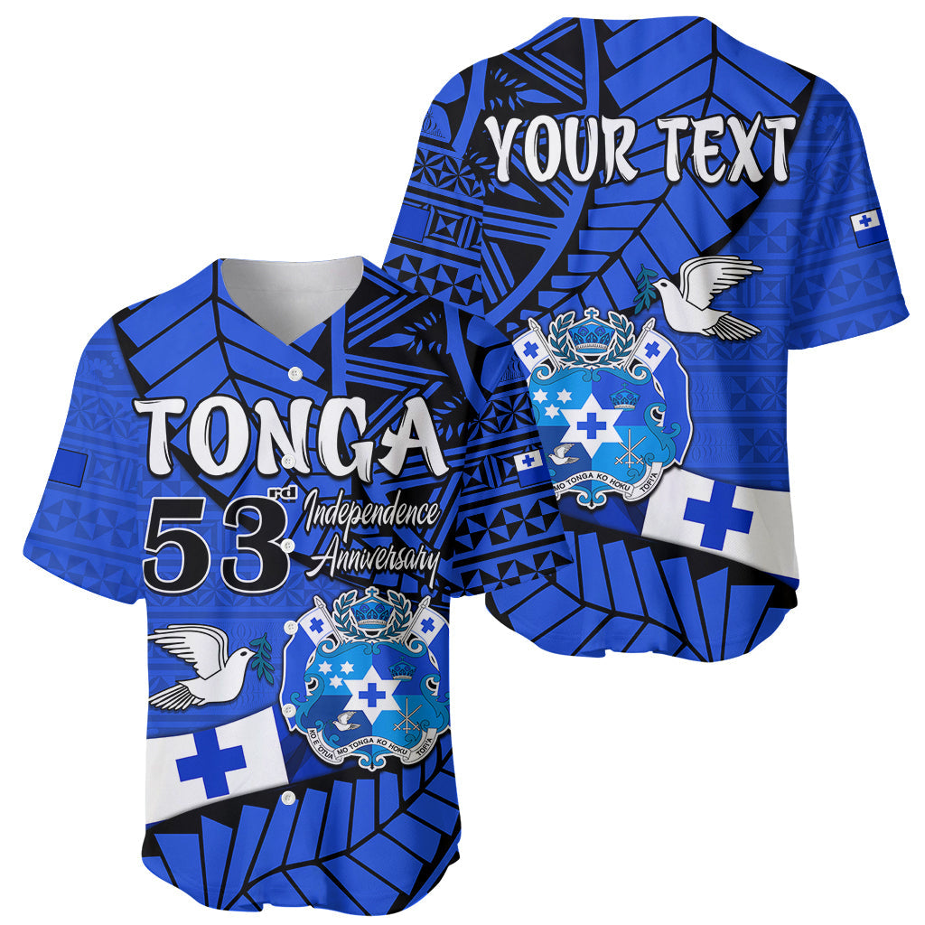 (Custom Personalised) Tonga Emancipation Day Baseball Jersey Happy 53rd Independence Anniversary Blue Version