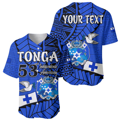 (Custom Personalised) Tonga Emancipation Day Baseball Jersey Happy 53rd Independence Anniversary Blue Version