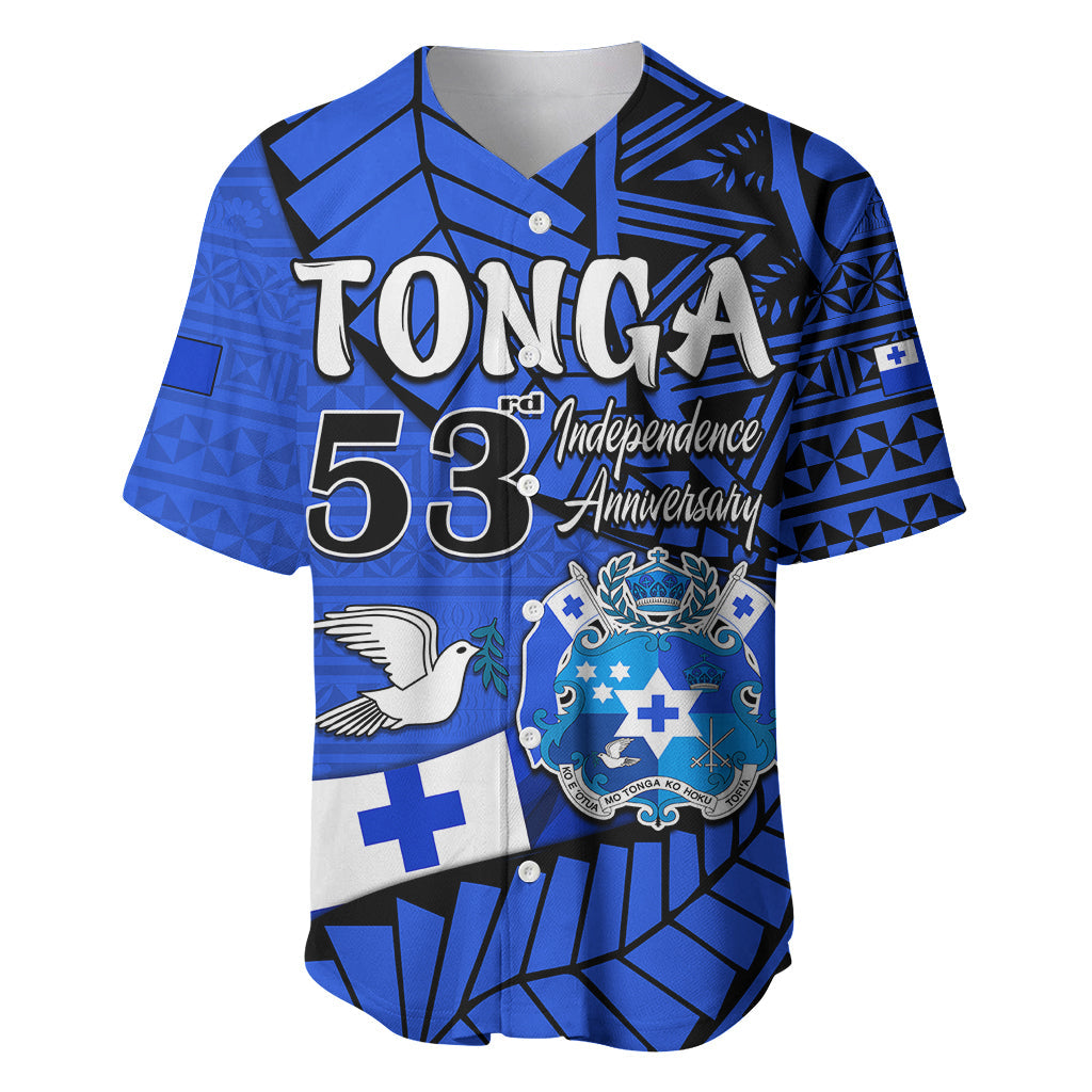 (Custom Personalised) Tonga Emancipation Day Baseball Jersey Happy 53rd Independence Anniversary Blue Version