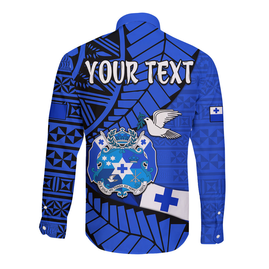 (Custom Personalised) Tonga Emancipation Day Long Sleeve Button Shirt Happy 53rd Independence Anniversary Blue Version