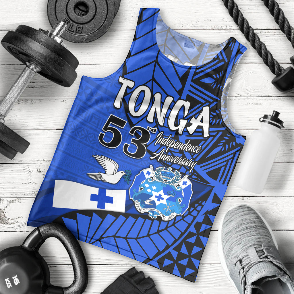 Custom Personalised Tonga Emancipation Day Men Tank Top Happy 53rd Independence Anniversary Blue Version