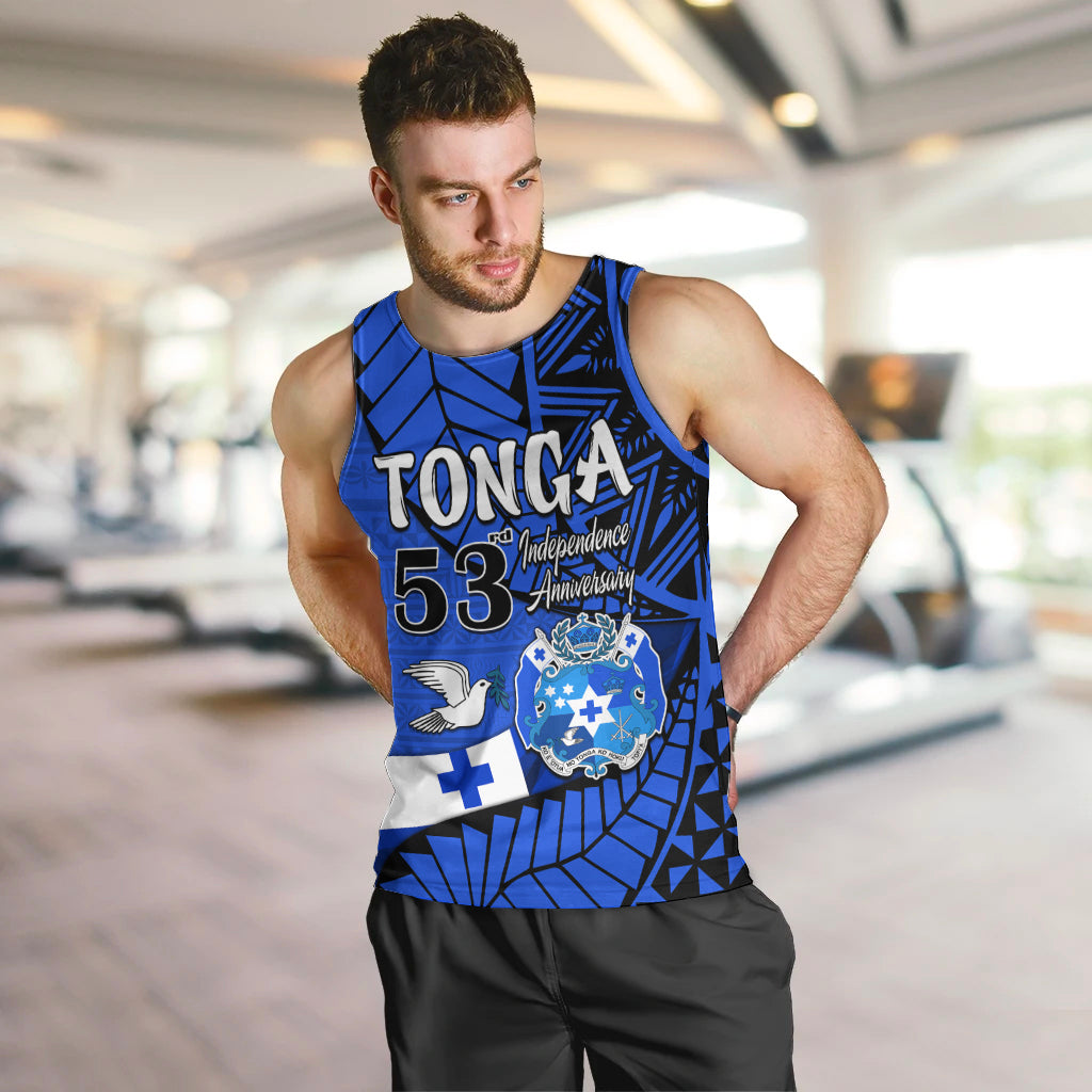 Custom Personalised Tonga Emancipation Day Men Tank Top Happy 53rd Independence Anniversary Blue Version