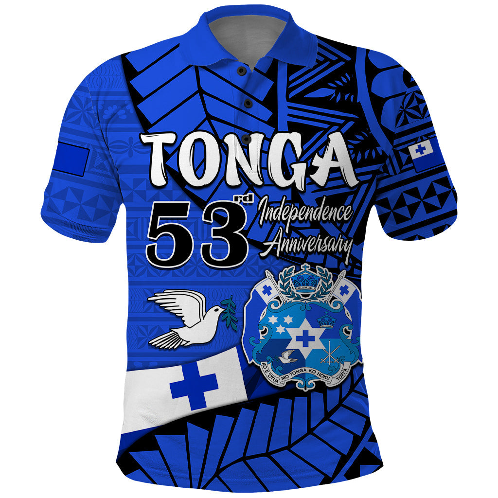 Custom Personalised Tonga Emancipation Day Polo Shirt Happy 53rd Independence Anniversary Blue Version
