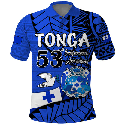 Custom Personalised Tonga Emancipation Day Polo Shirt Happy 53rd Independence Anniversary Blue Version