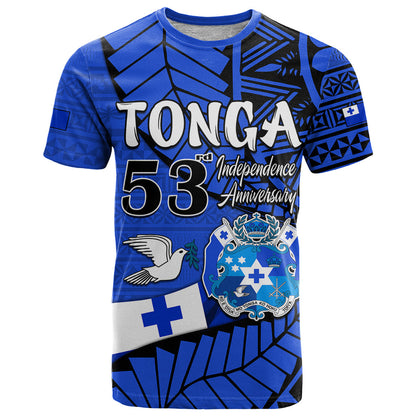 Custom Personalised Tonga Emancipation Day T Shirt Happy 53Rd Independence Anniversary Blue Version
