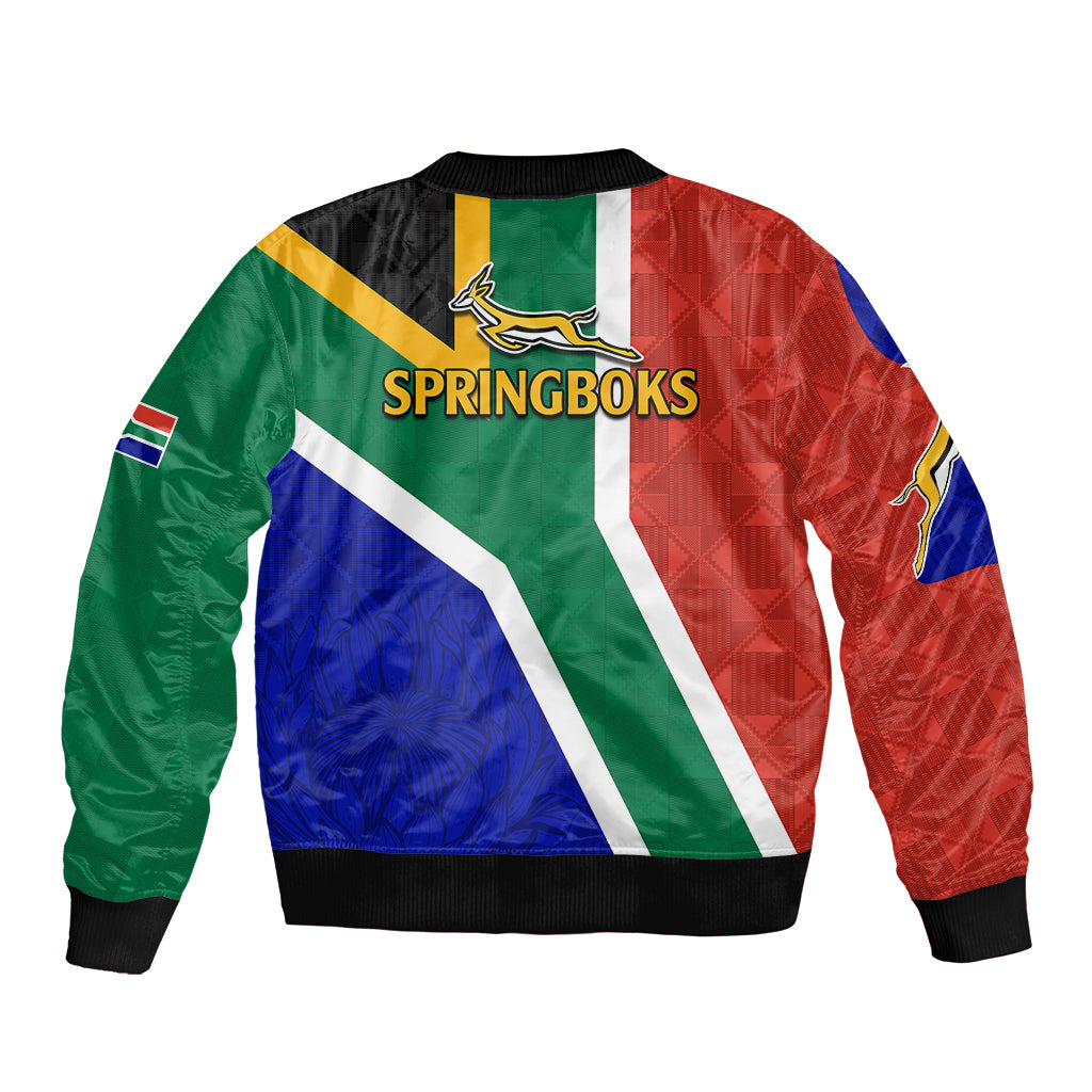 South Africa Springboks Bomber Jacket with Kente Pattern and South African Flag