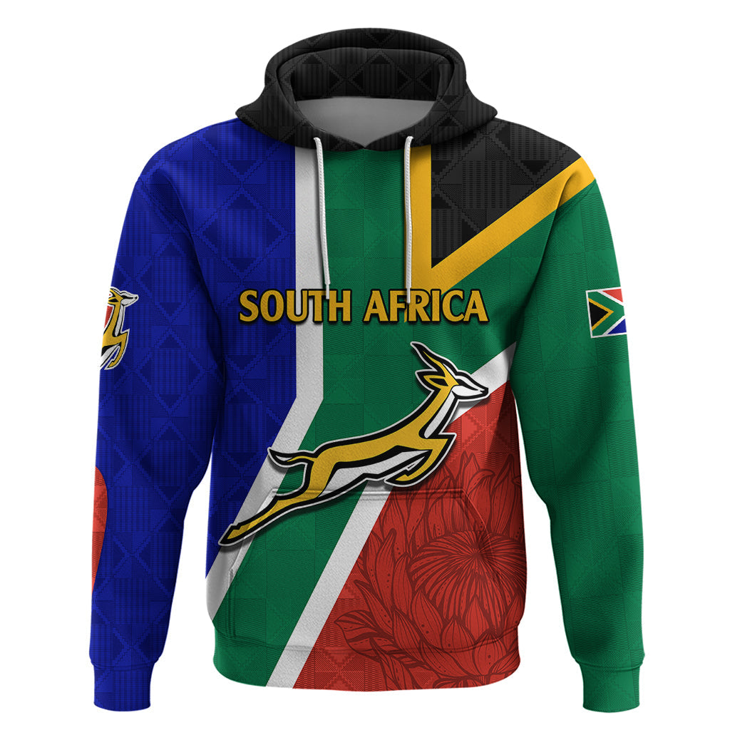 South Africa Springboks Hoodie with Kente Pattern and South African Flag