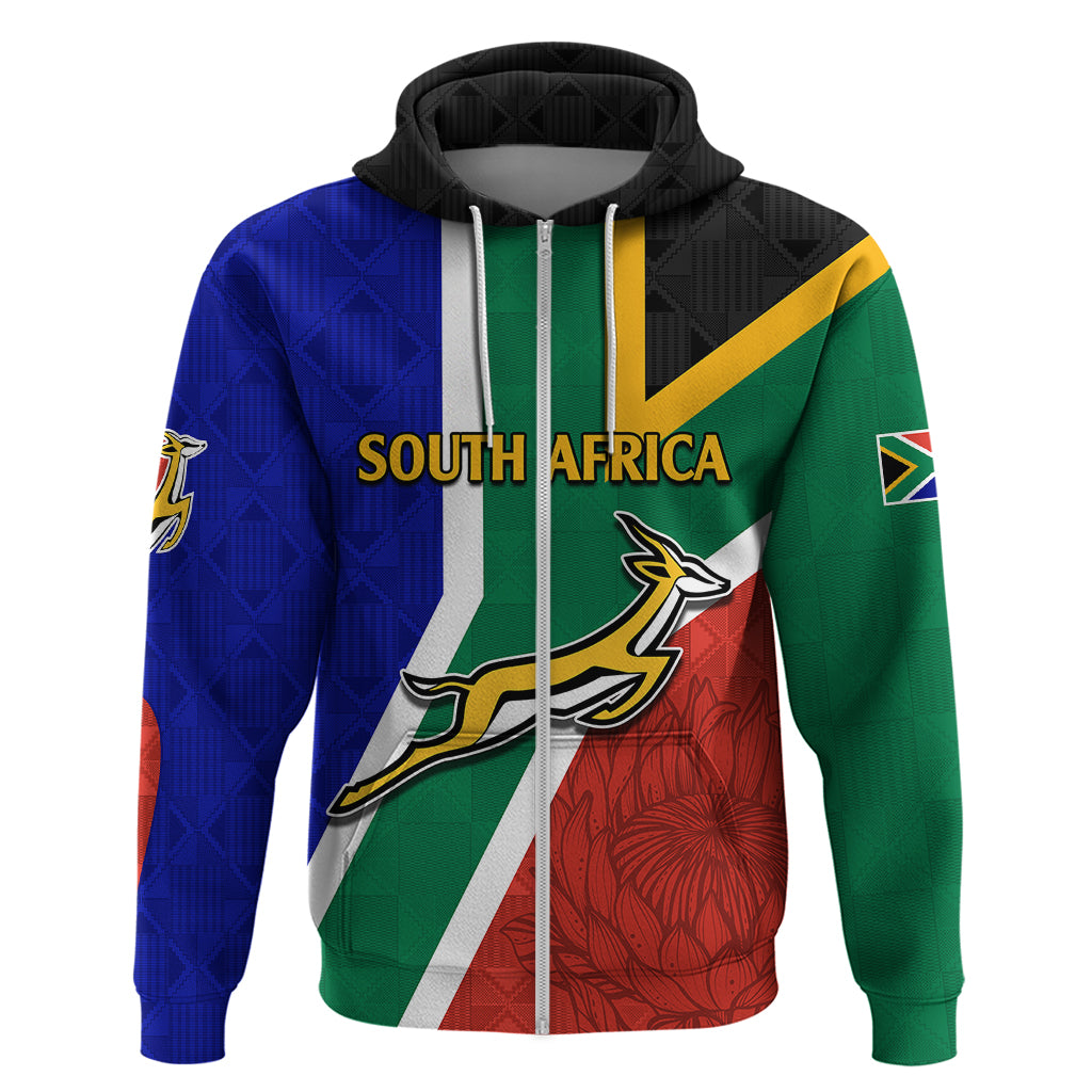 South Africa Springboks Hoodie with Kente Pattern and South African Flag