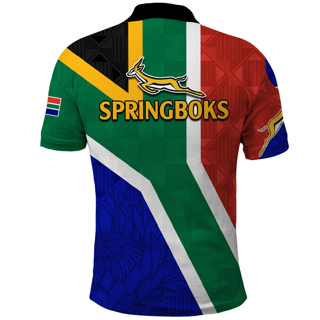 South Africa Springboks Polo Shirt with Kente Pattern and South African Flag