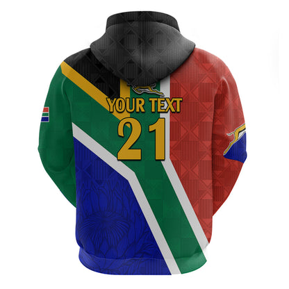 Custom South Africa Springboks Hoodie with Kente Pattern and South African Flag