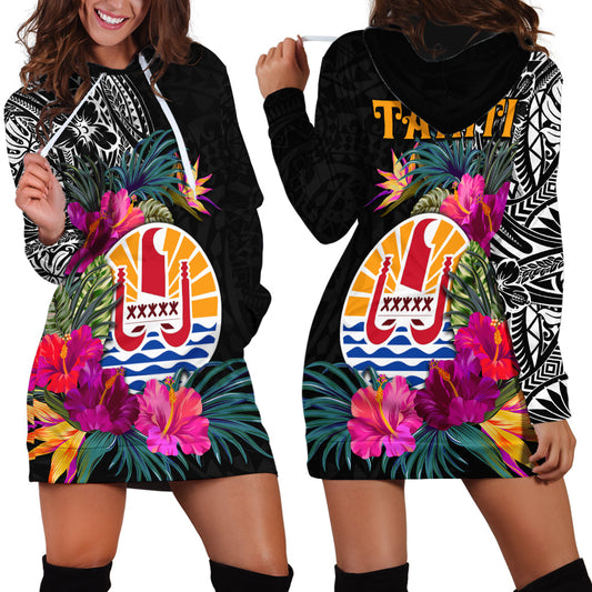 Tahiti Island Hoodie Dress French Polynesian Tropical