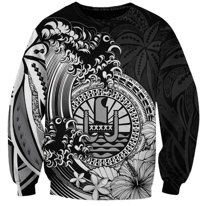 Polynesian Tahiti Island Sweatshirt The Wave of Water Black