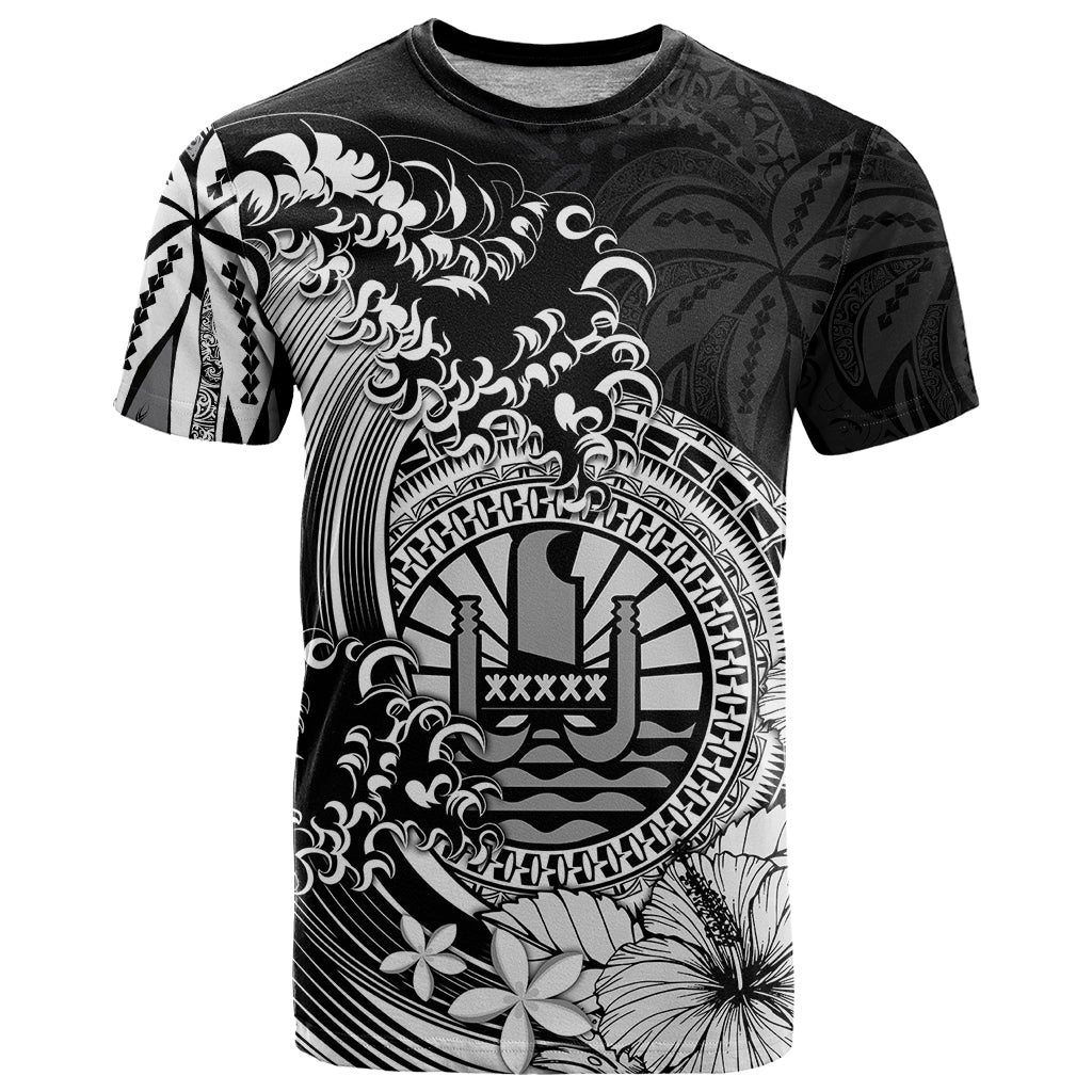 Polynesian Tahiti Island T Shirt The Wave of Water Black