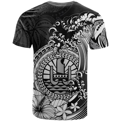 Polynesian Tahiti Island T Shirt The Wave of Water Black