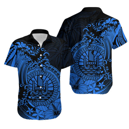 Polynesian Tahiti Island Hawaiian Shirt The Wave of Water - Blue