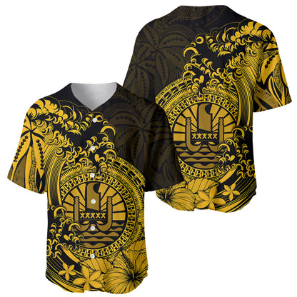 Polynesian Tahiti Island Baseball Jersey The Wave of Water Gold