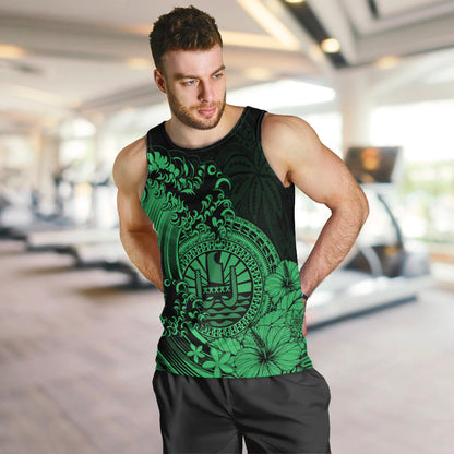 Polynesian Tahiti Island Men Tank Top The Wave of Water Green