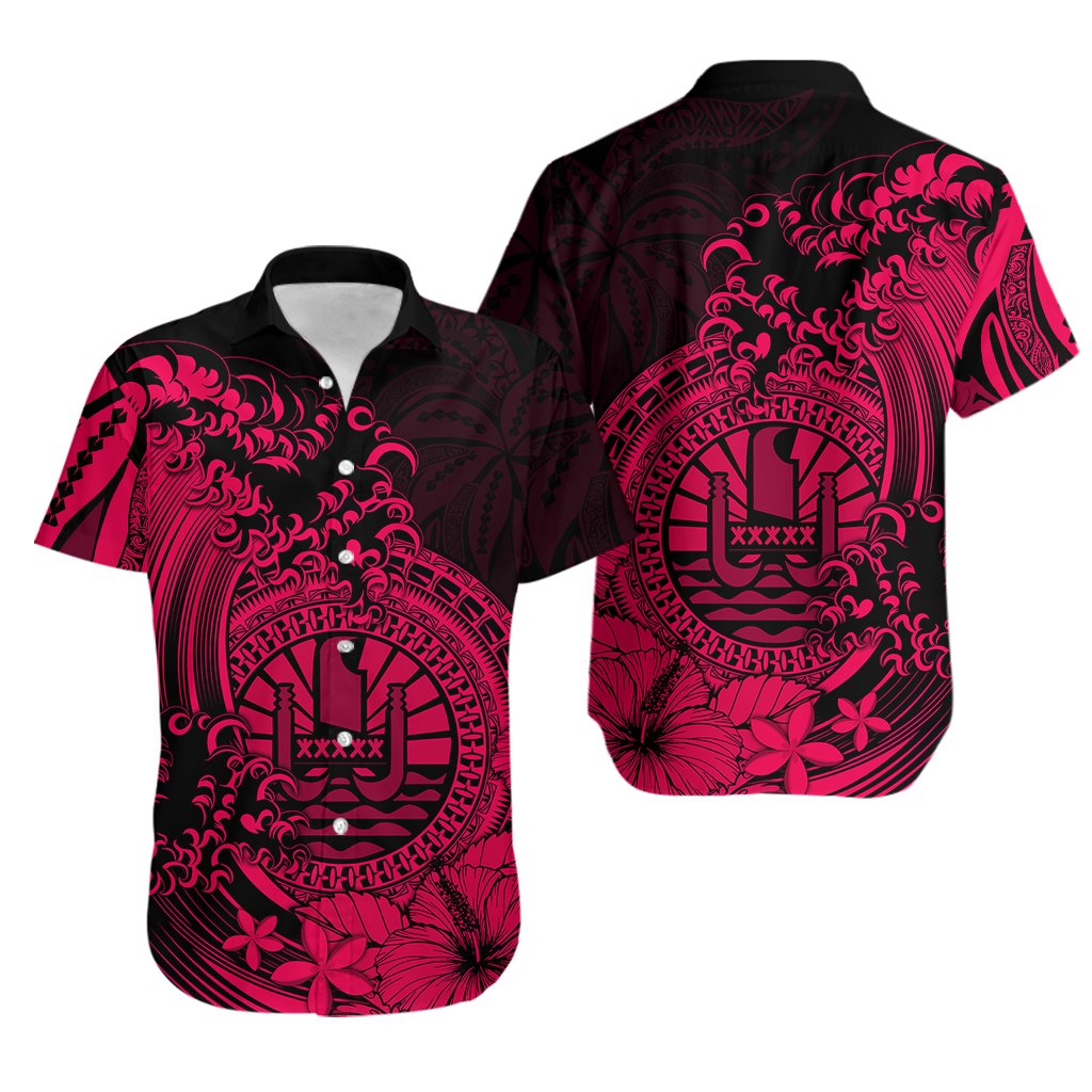 Polynesian Tahiti Island Hawaiian Shirt The Wave of Water - Pink