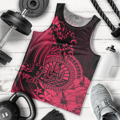 Polynesian Tahiti Island Men Tank Top The Wave of Water Pink