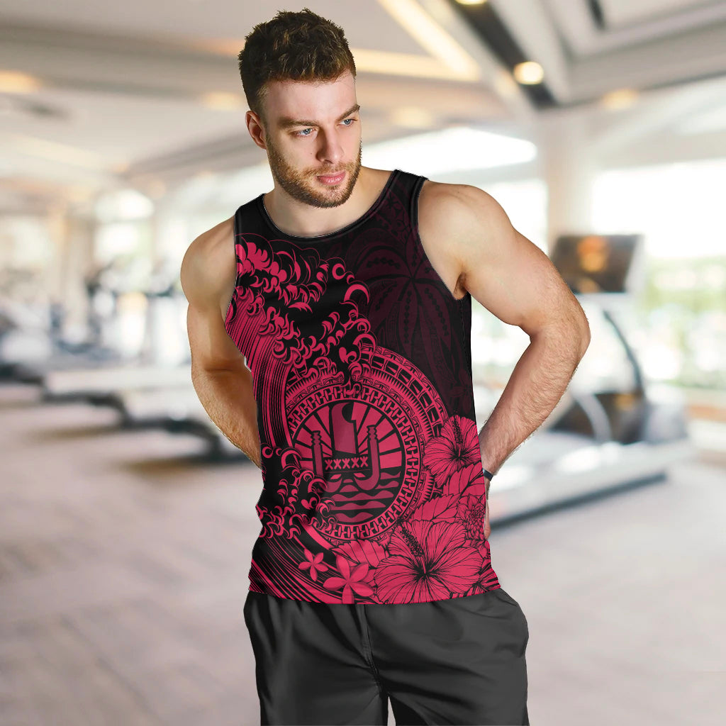 Polynesian Tahiti Island Men Tank Top The Wave of Water Pink