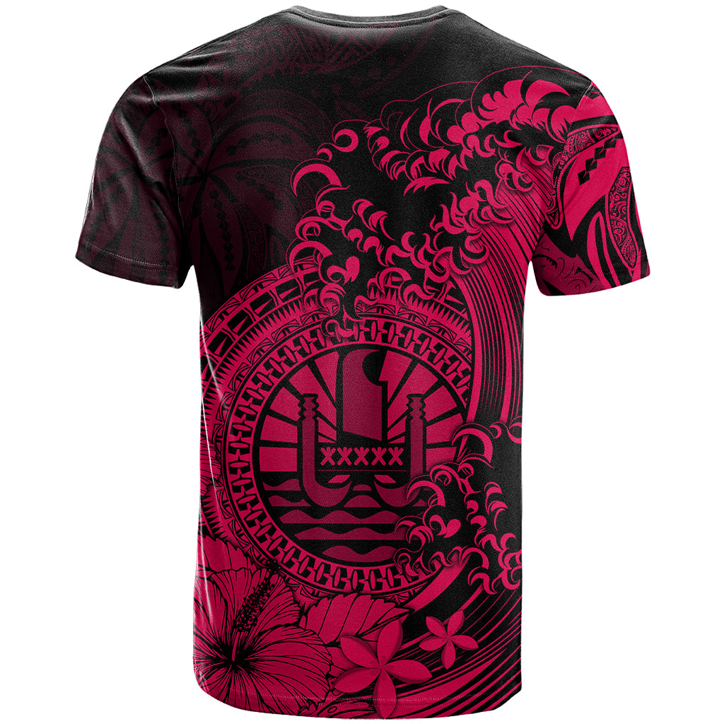 Polynesian Tahiti Island T Shirt The Wave of Water Pink