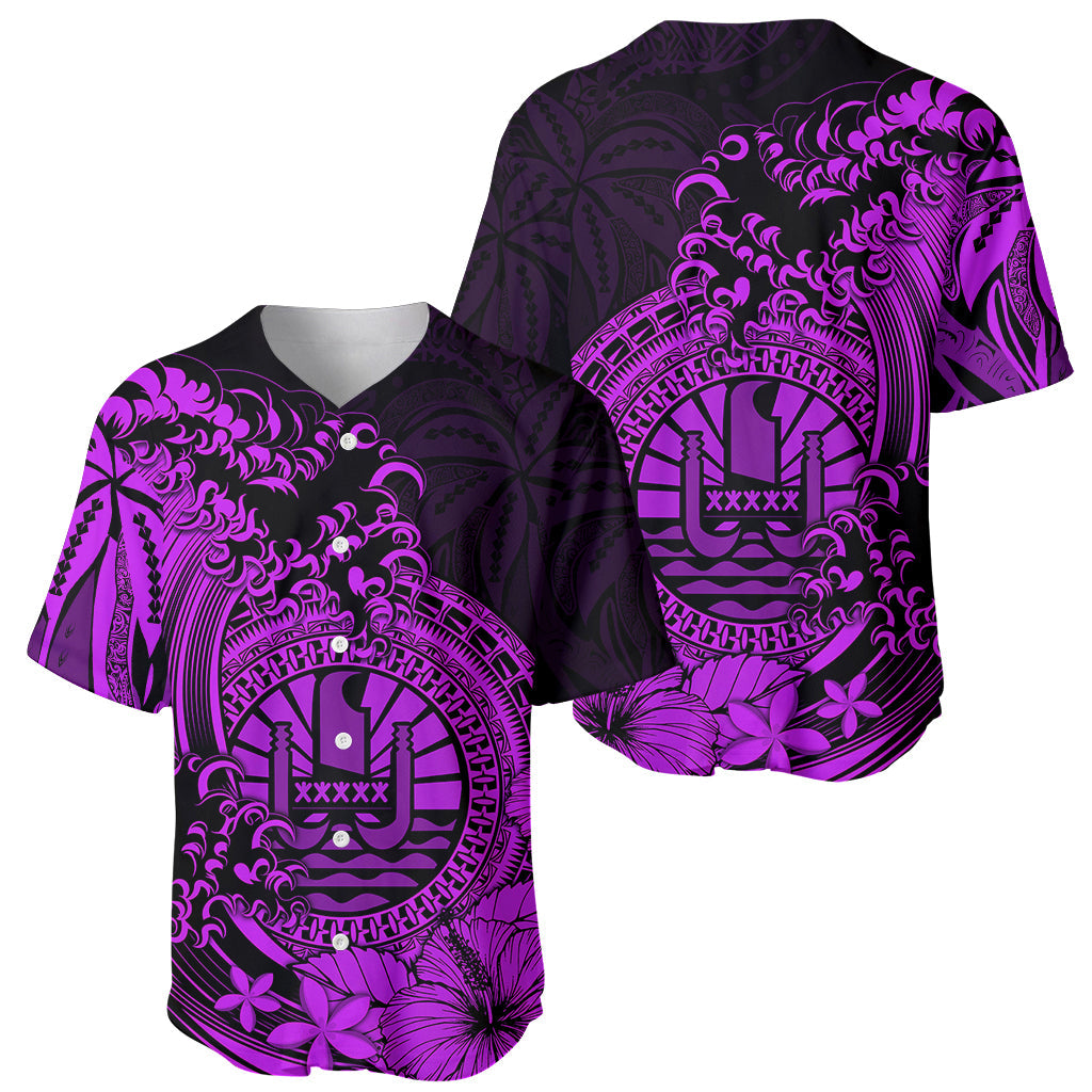 Polynesian Tahiti Island Baseball Jersey The Wave of Water Purple