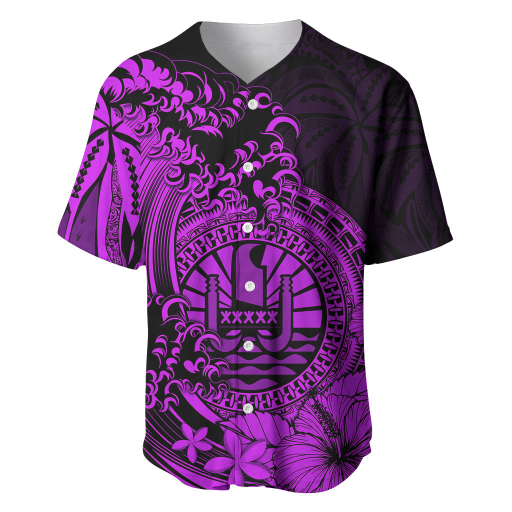 Polynesian Tahiti Island Baseball Jersey The Wave of Water Purple