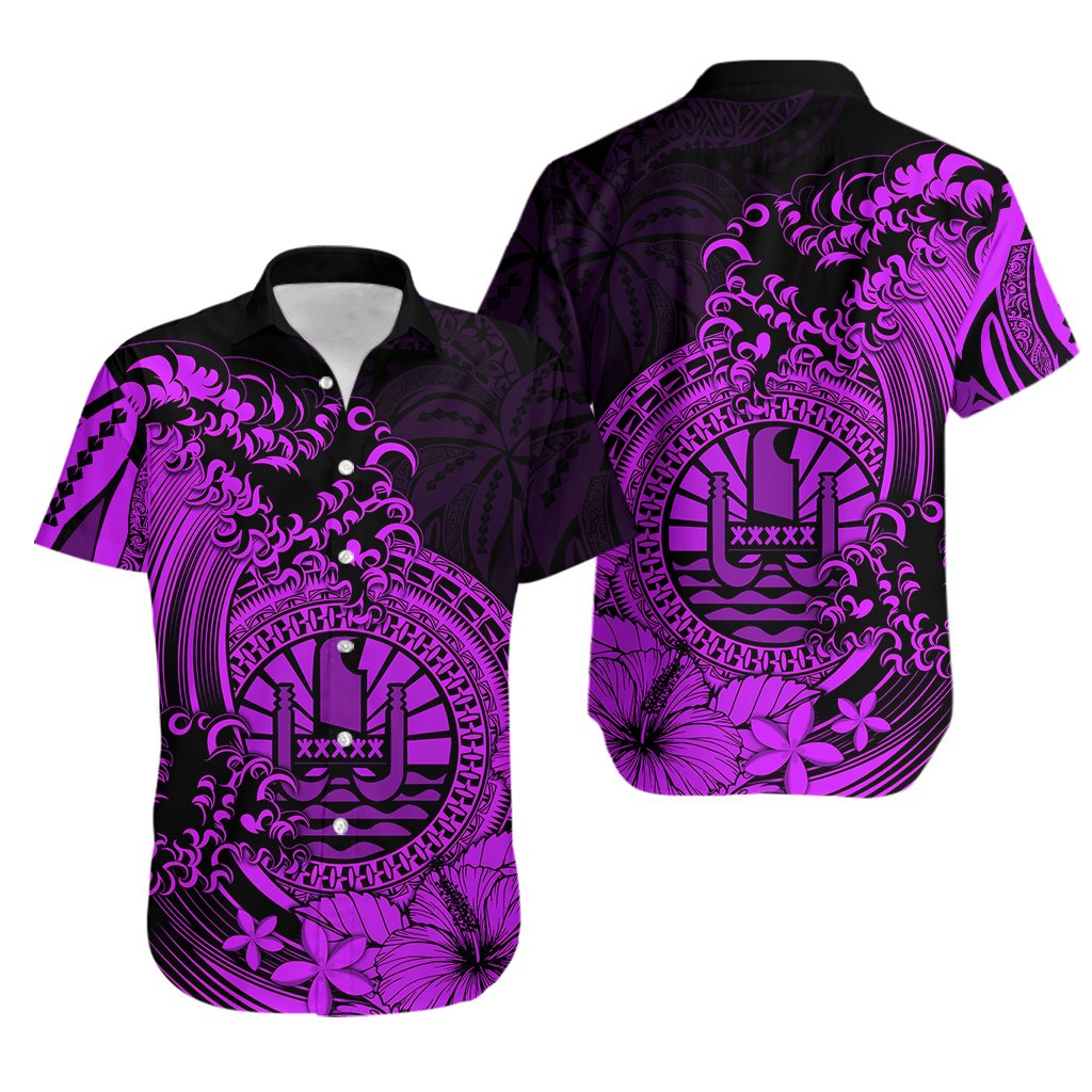 Polynesian Tahiti Island Hawaiian Shirt The Wave of Water - Purple