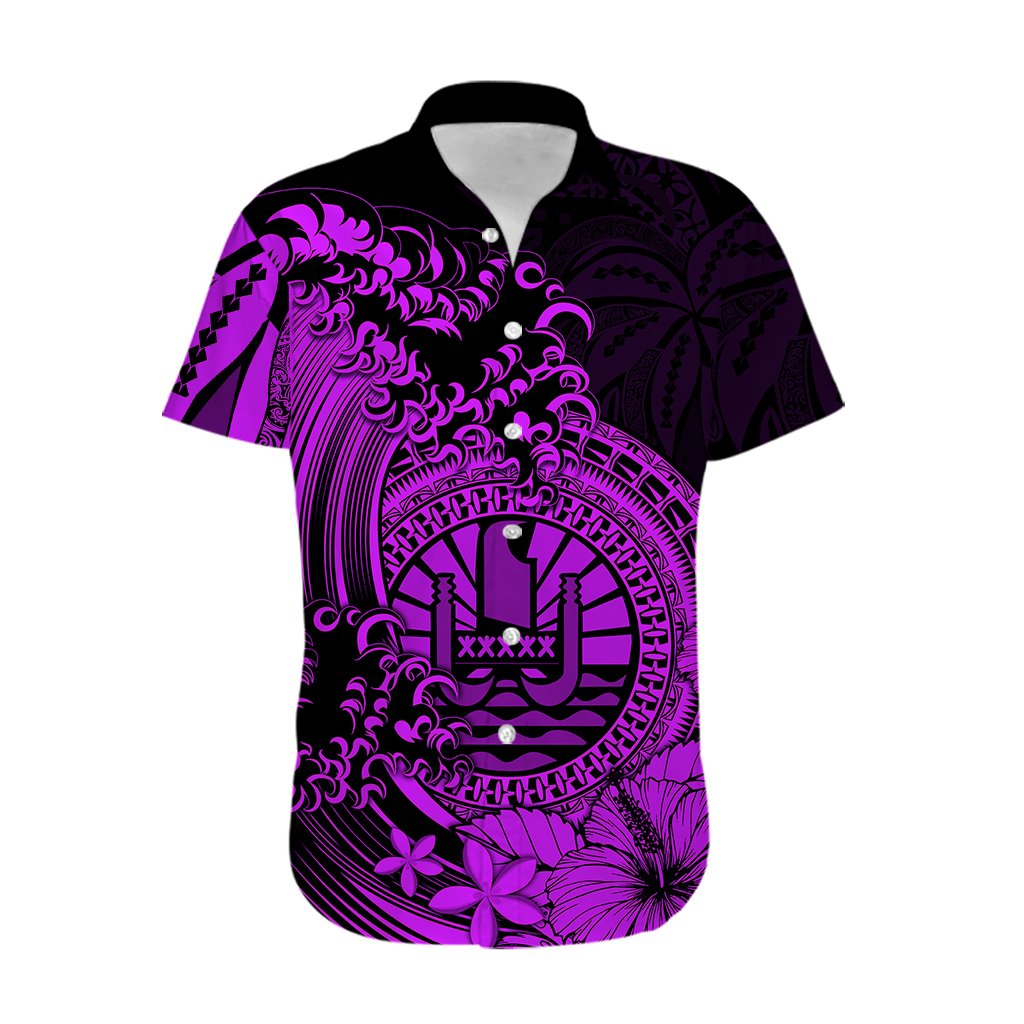 Polynesian Tahiti Island Hawaiian Shirt The Wave of Water - Purple