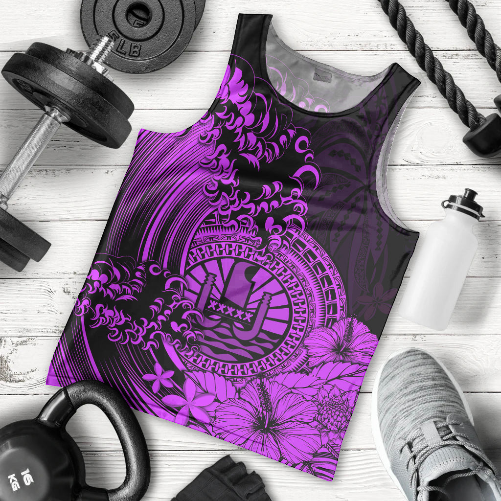 Polynesian Tahiti Island Men Tank Top The Wave of Water Purple