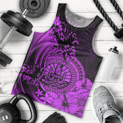 Polynesian Tahiti Island Men Tank Top The Wave of Water Purple