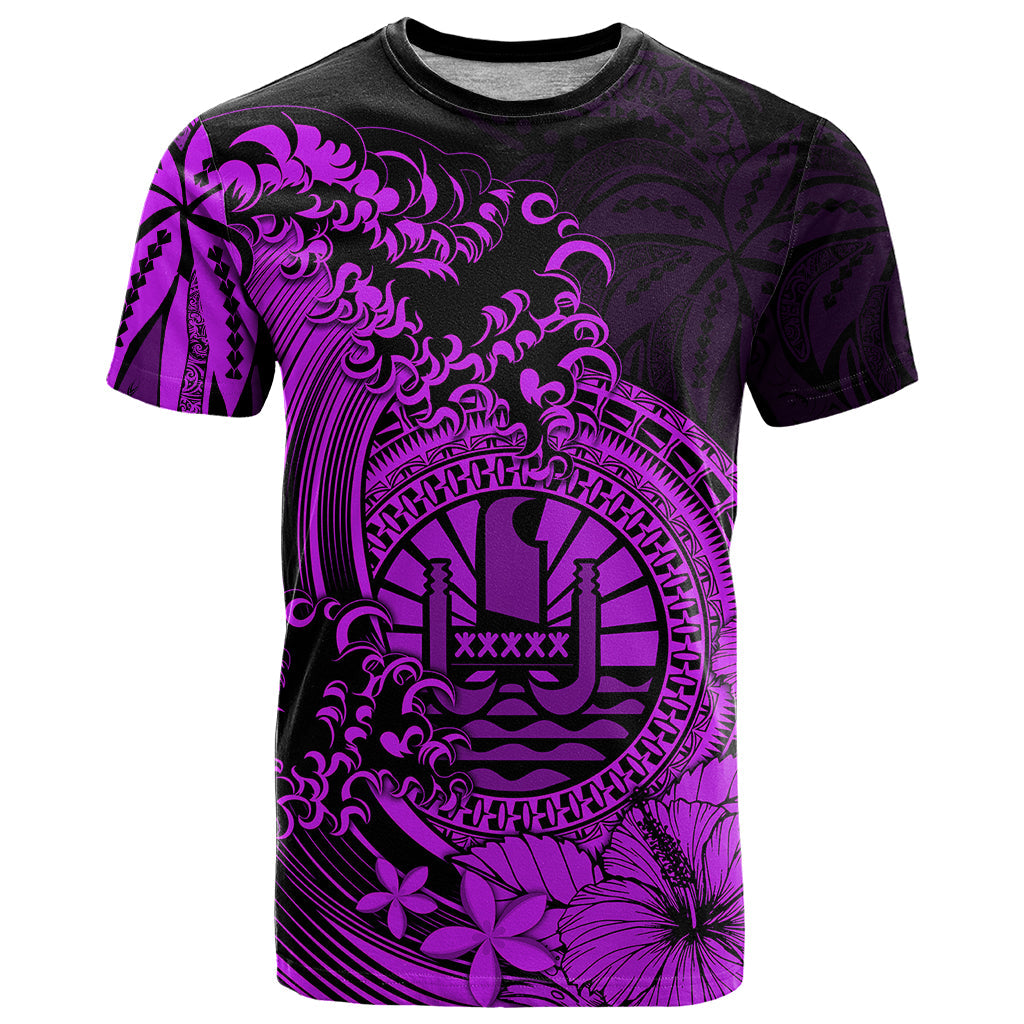 Polynesian Tahiti Island T Shirt The Wave of Water Purple