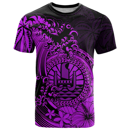 Polynesian Tahiti Island T Shirt The Wave of Water Purple
