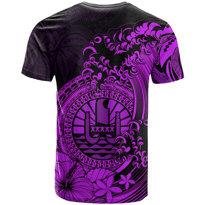 Polynesian Tahiti Island T Shirt The Wave of Water Purple