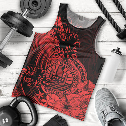 Polynesian Tahiti Island Men Tank Top The Wave of Water Red