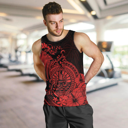 Polynesian Tahiti Island Men Tank Top The Wave of Water Red