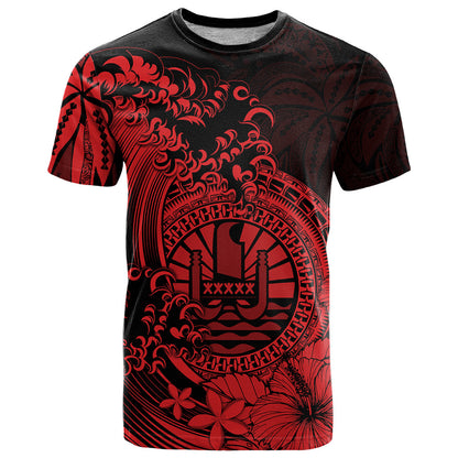 Polynesian Tahiti Island T Shirt The Wave of Water Red