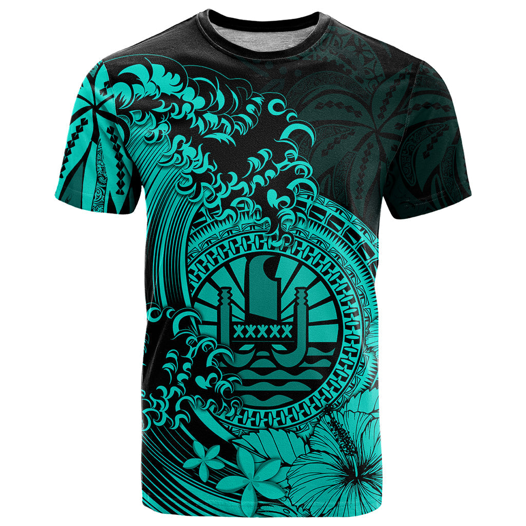 Polynesian Tahiti Island T Shirt The Wave Of Water - Turquoise