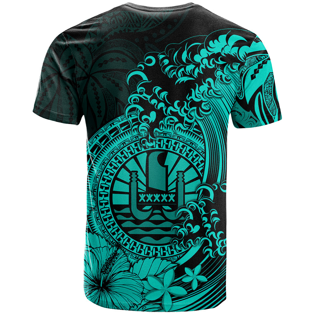 Polynesian Tahiti Island T Shirt The Wave Of Water - Turquoise