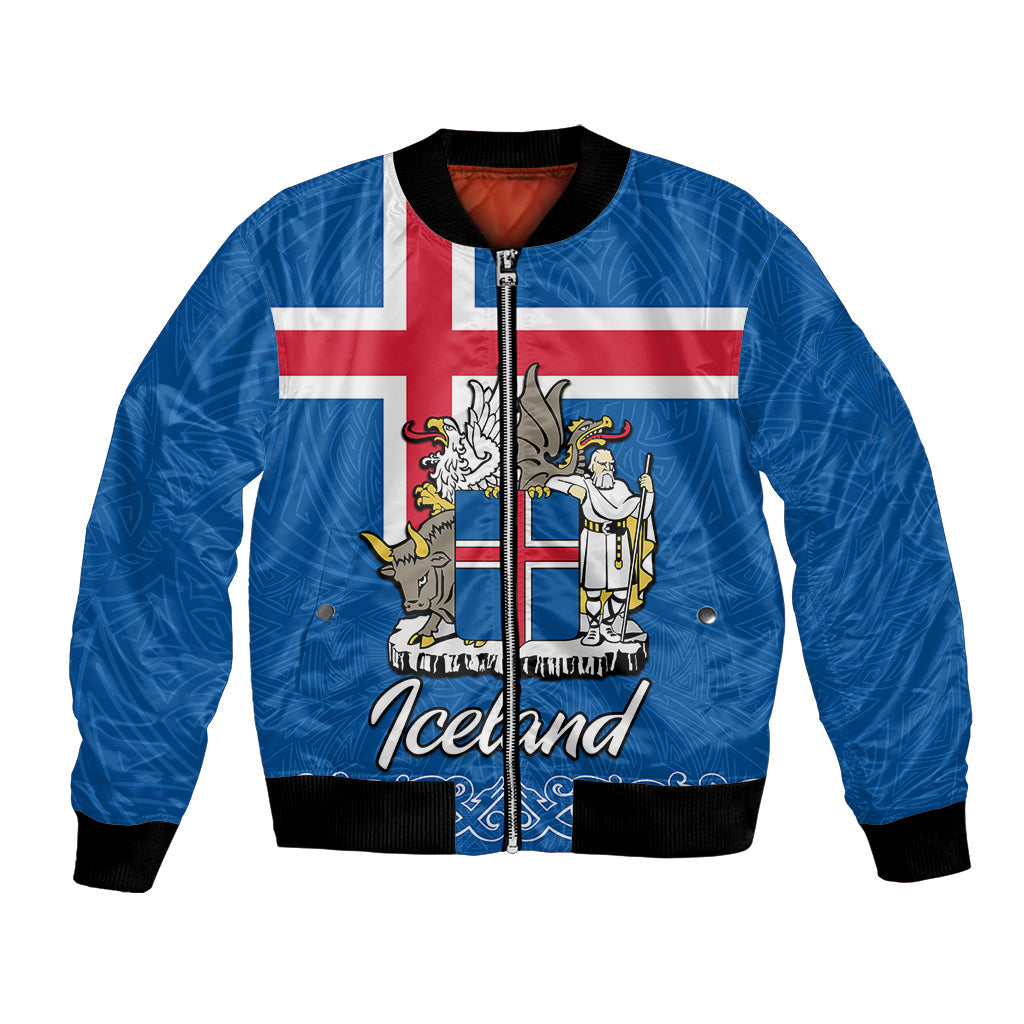Iceland Bomber Jacket Icelandic Coat Of Arms and Flag